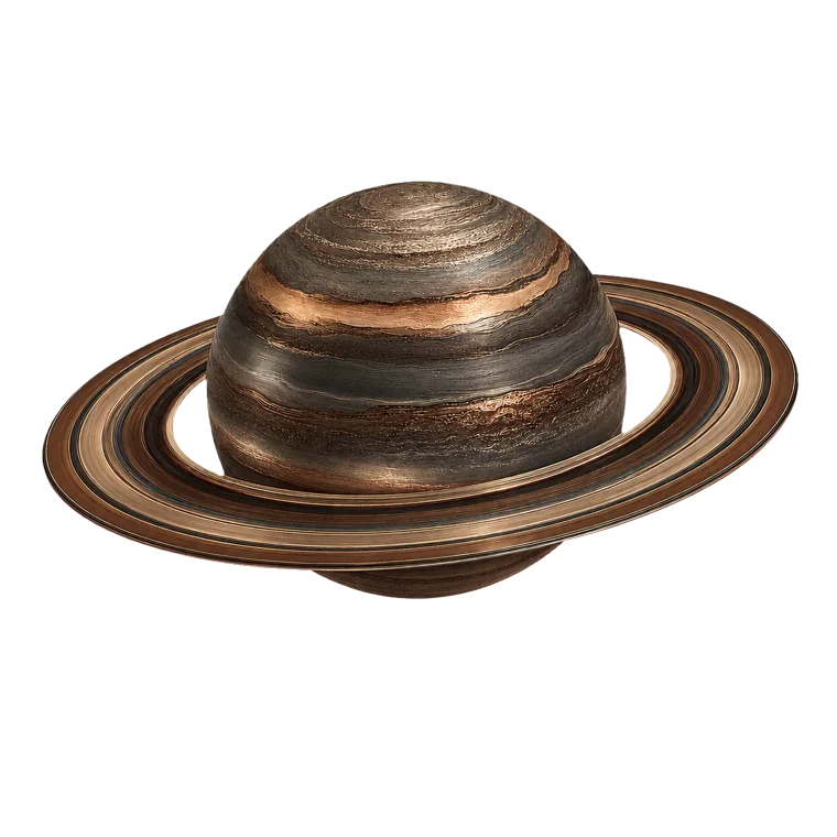 A pearlescent Saturn-inspired ringed planet